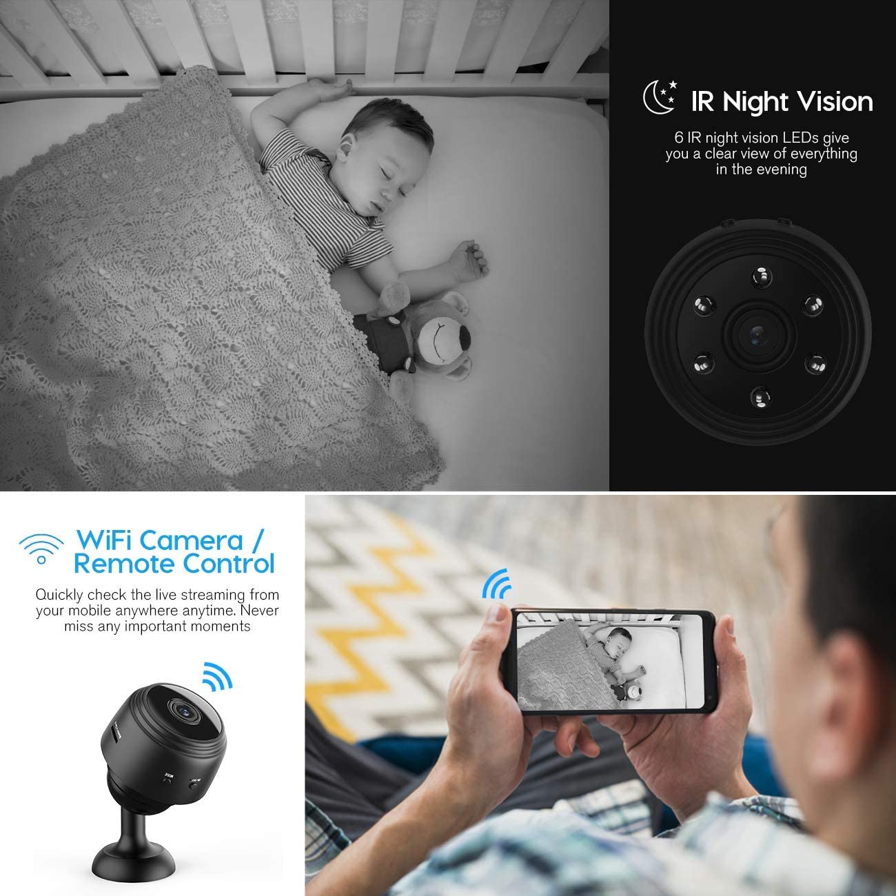 Mini Hidden Spy Camera WiFi Small Wireless Video Camera Full HD 1080P Night Vision Motion Sensor - Image 2